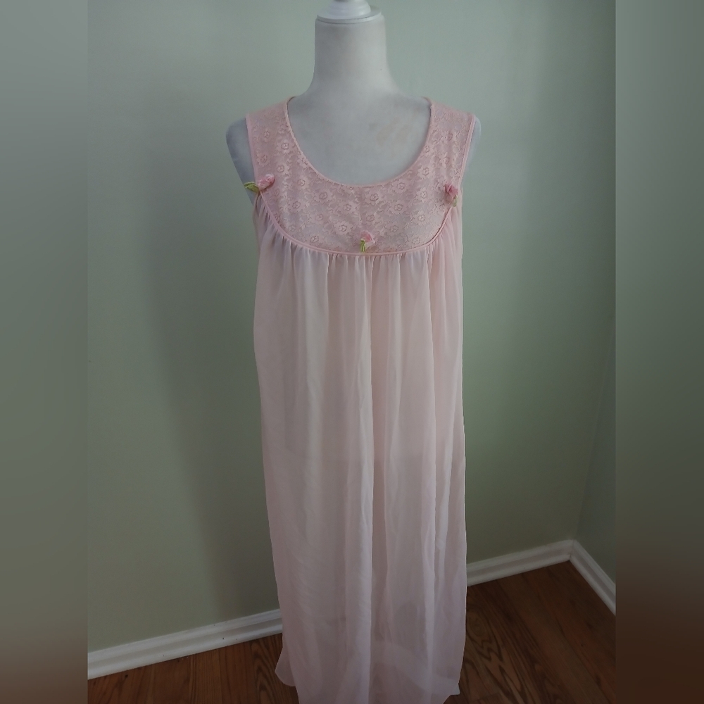 Vintage GMC Sheer Pastel Sleeveless Nightgown 1960s